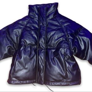 Topshop Leather Puffer Jacket